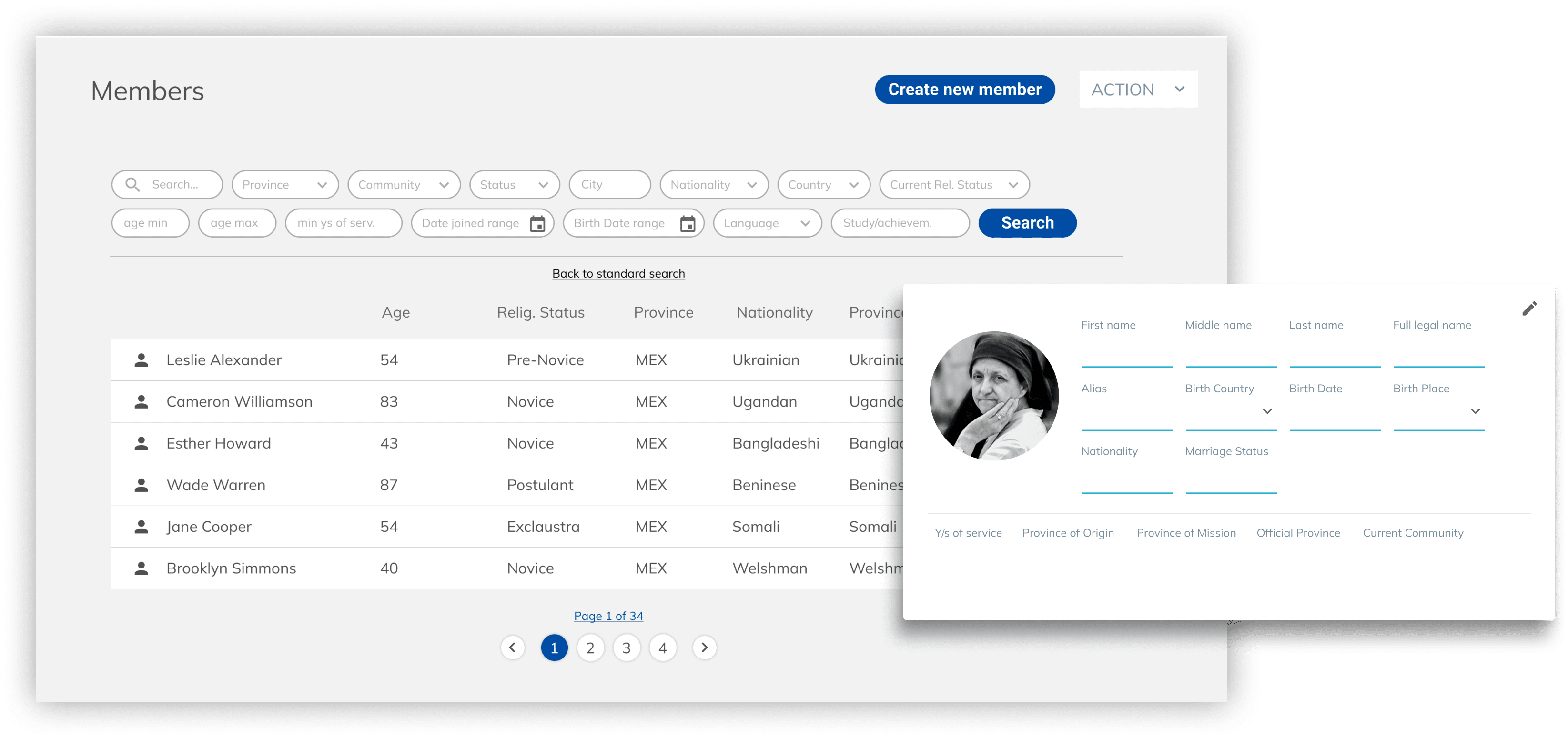 Religious Milestones - Religious Congregation Member Management Dashboard